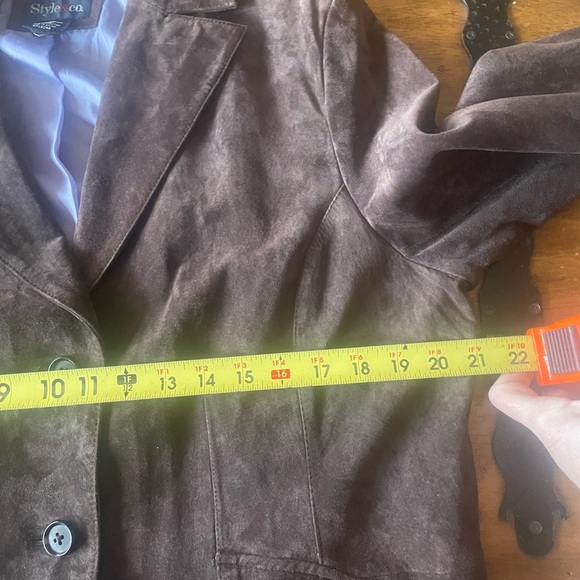 Vintage 90s Y2K Style & Co Long Suede Leather Jacket Coat Size XL  Brown - Picture 8 of 12